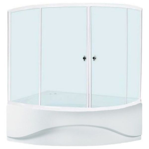 Шторка на ванну NEO 140 . профиль белый. стекло прозрачное