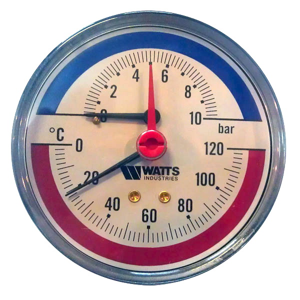 Термоманометр аксиальный  1/2"х 6 бар (120*С)  Watts