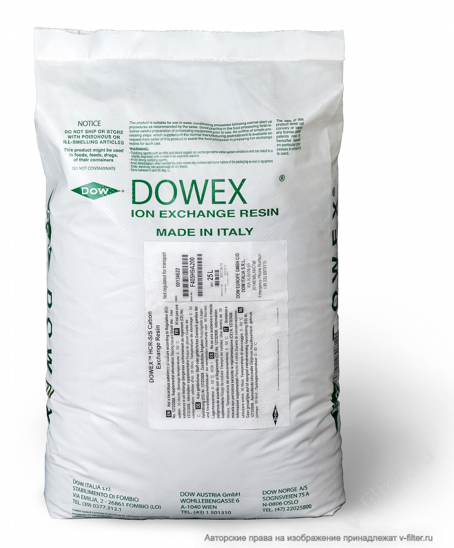Смола ионообменная DUPONT (Dowex) HCR-S/S (25л,17кг)